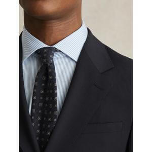 REISS Promise Wool-Blend Single-Breasted Suit Blazer in Navy